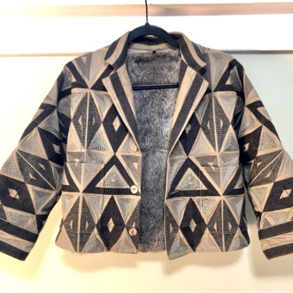 RARE Opening Ceremony embroidered jacket with removable fur lining